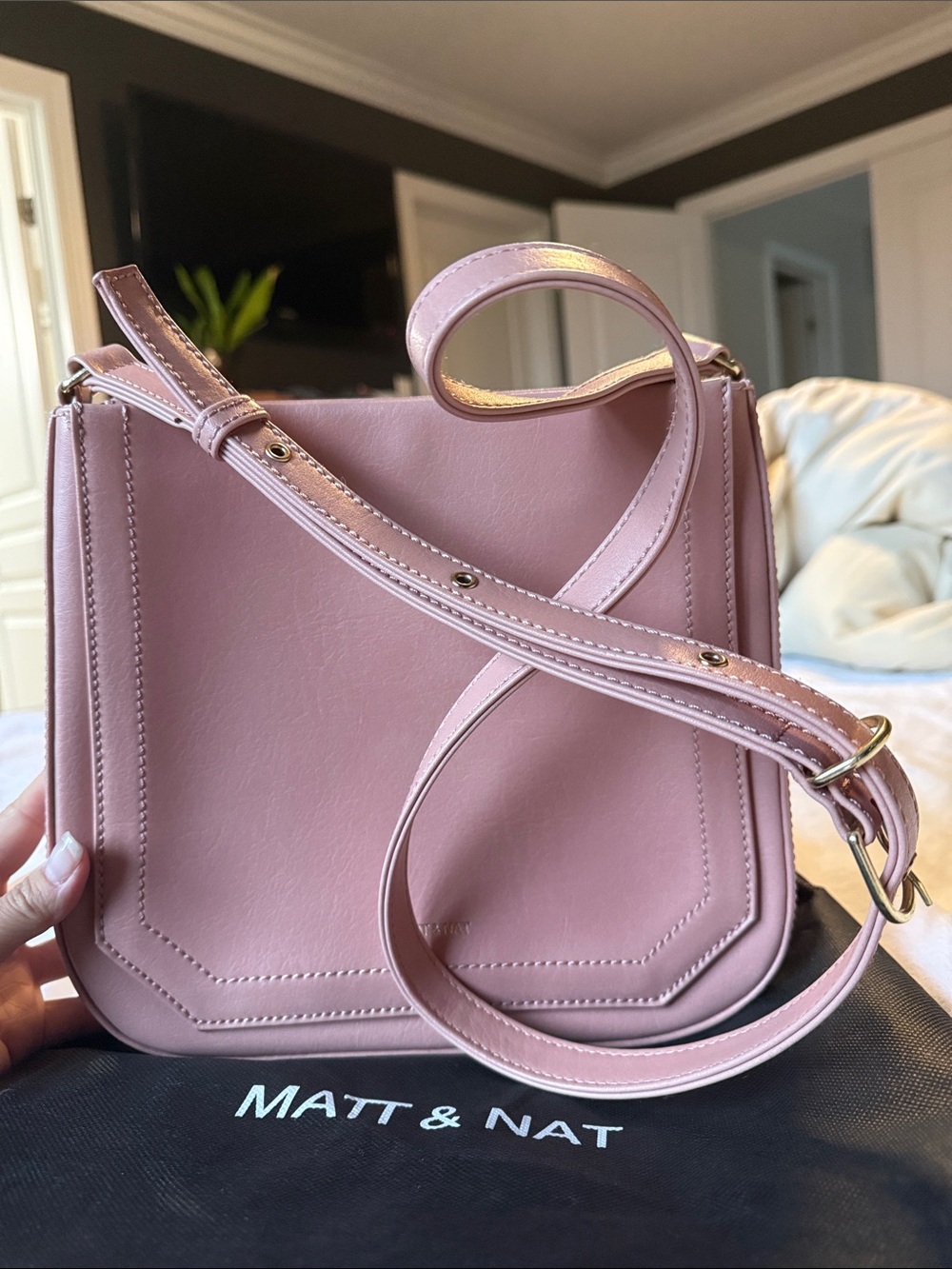 Matt & Nat Pale Pink Structured Vegan Leather Crossbody - Picture 5 of 5